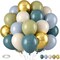 Dusty Blue Green Balloon, Sage Green and Retro Blue Balloons, Sand White Green Metallic Gold Sea Blue Balloons for Women Men Boho Birthday Wedding Baby Shower Jungle Safari Wild Party Decorations